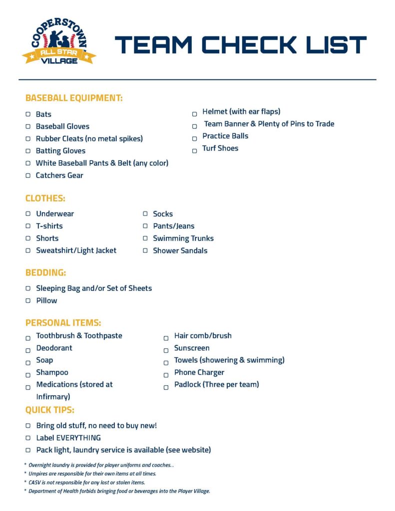 Cooperstown Checklist - Irvine Colts